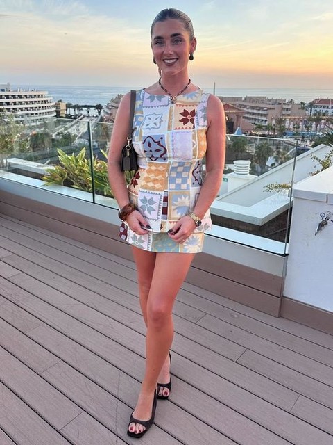 ASOS DESIGN linen blend longline top in tile print co ord