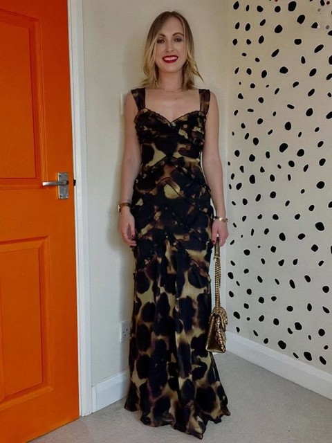 ASOS DESIGN cami ruffle detail maxi dress in dark blurred leopard print