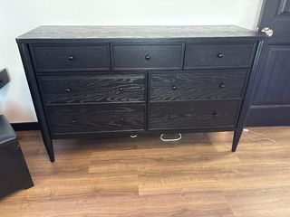 living spaces black dresser Theodora 6-Drawer Black Wood Dresser
