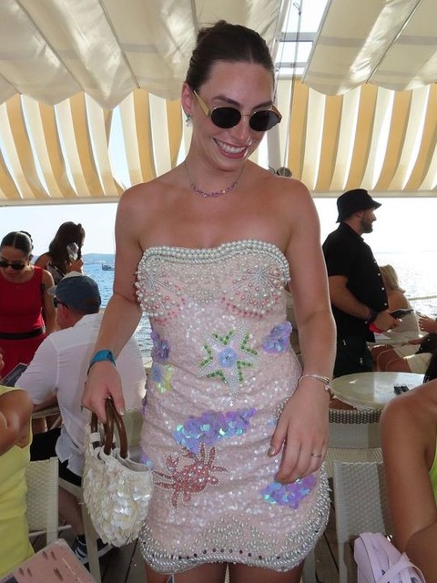 ASOS LUXE embellished ocean pearl encrusted mini dress with sequins in pink 