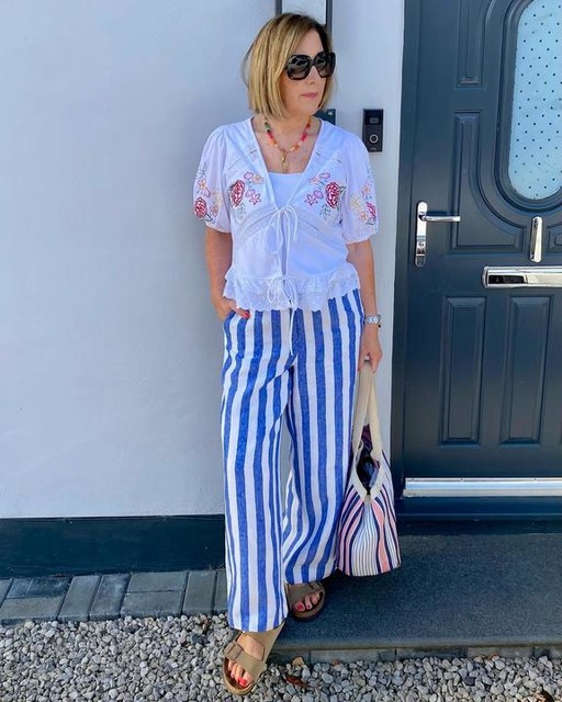 ASOS DESIGN tie front top with floral embroidery
