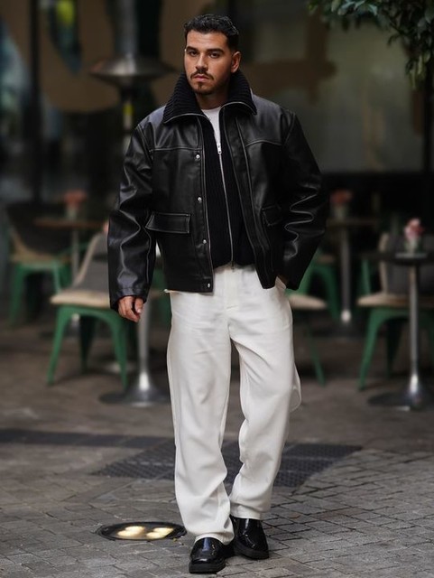 ASOS DESIGN baggy linen blend pants in white