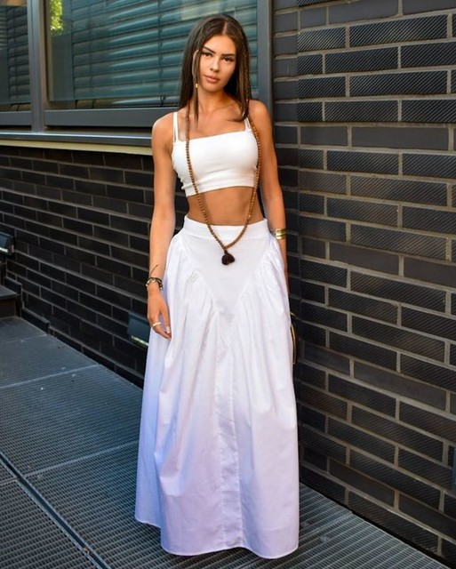 ASOS LUXE co-ord cotton sateen exaggerated maxi skirt with bow back in white