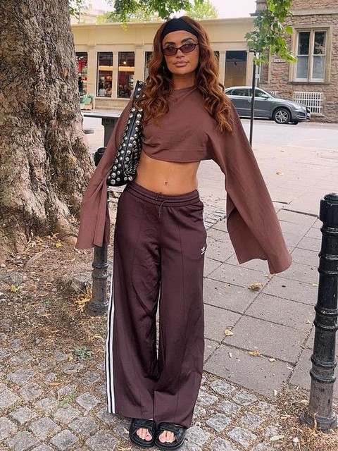 adidas Originals Firebird Loose track pants in brown