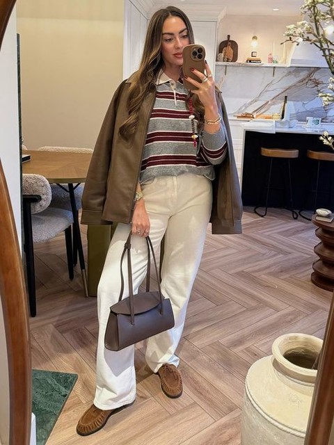 Bershka Polo collar sweater in burgundy