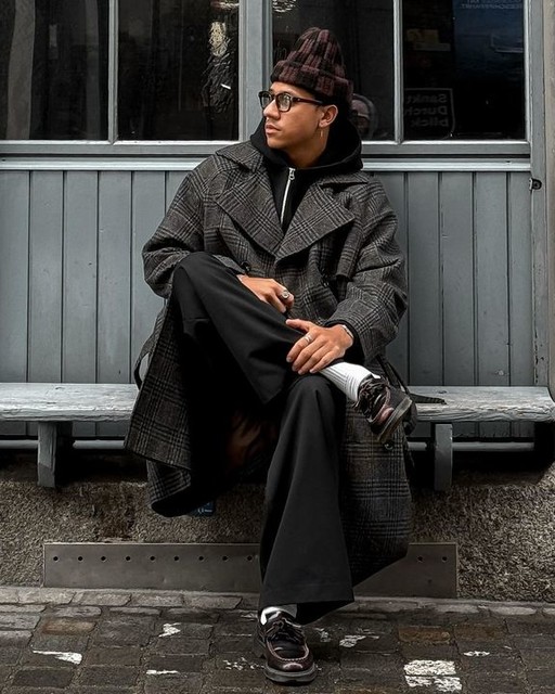 ASOS DESIGN knitted checkerboard rib beanie in brown and black