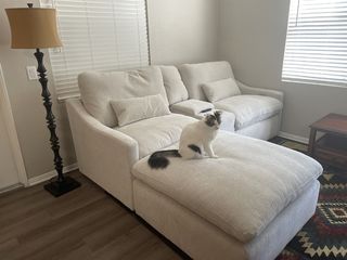 Kennedy Beige Polyester Ottoman with 1 Seat