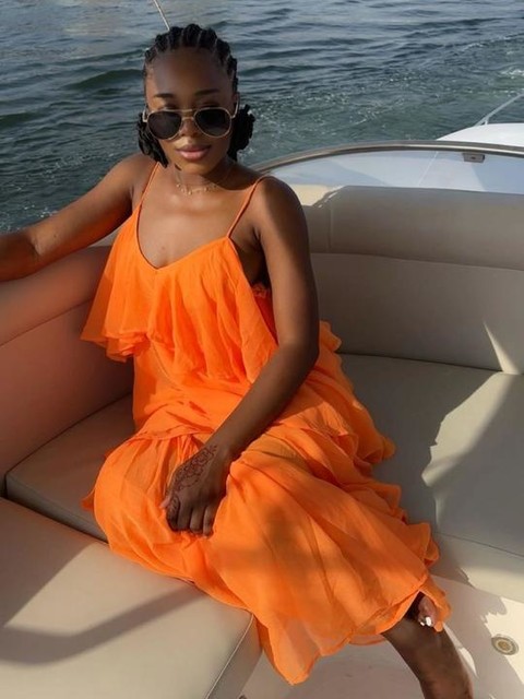ASOS DESIGN tiered cami layered maxi dress in bright orange