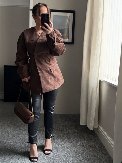 Topshop faux leather drain pipe skinny trouser in black