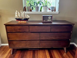 modern brown dresser Mid-Century The sense of quality is enhanced by careful details like the knobs with a brass look HULALA HOME Ileanna Mid-century Modern