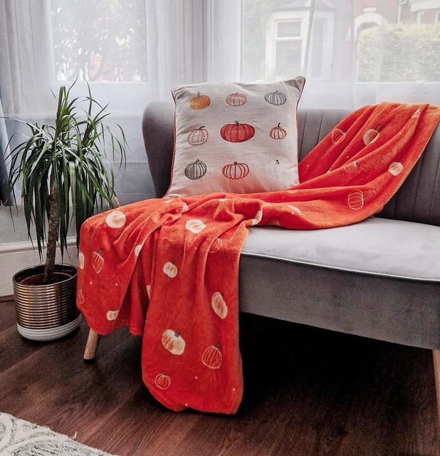 Asda Sale Pom Pom Blanket Asda Grey Super-Soft Checkerboard