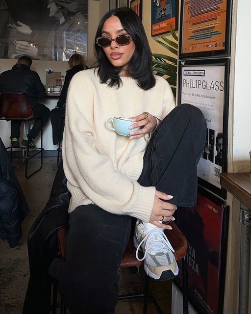 ASOS DESIGN super oversized chunky crew neck sweater with curved hem in cream