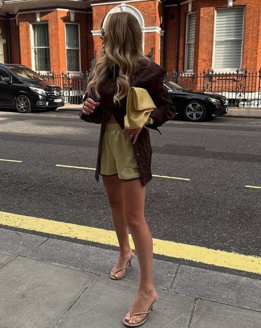 ASOS DESIGN cinch shoulder pad shirt with tie back in chocolate