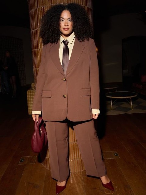 Topshop co ord 2 button relaxed fit blazer in chocolate