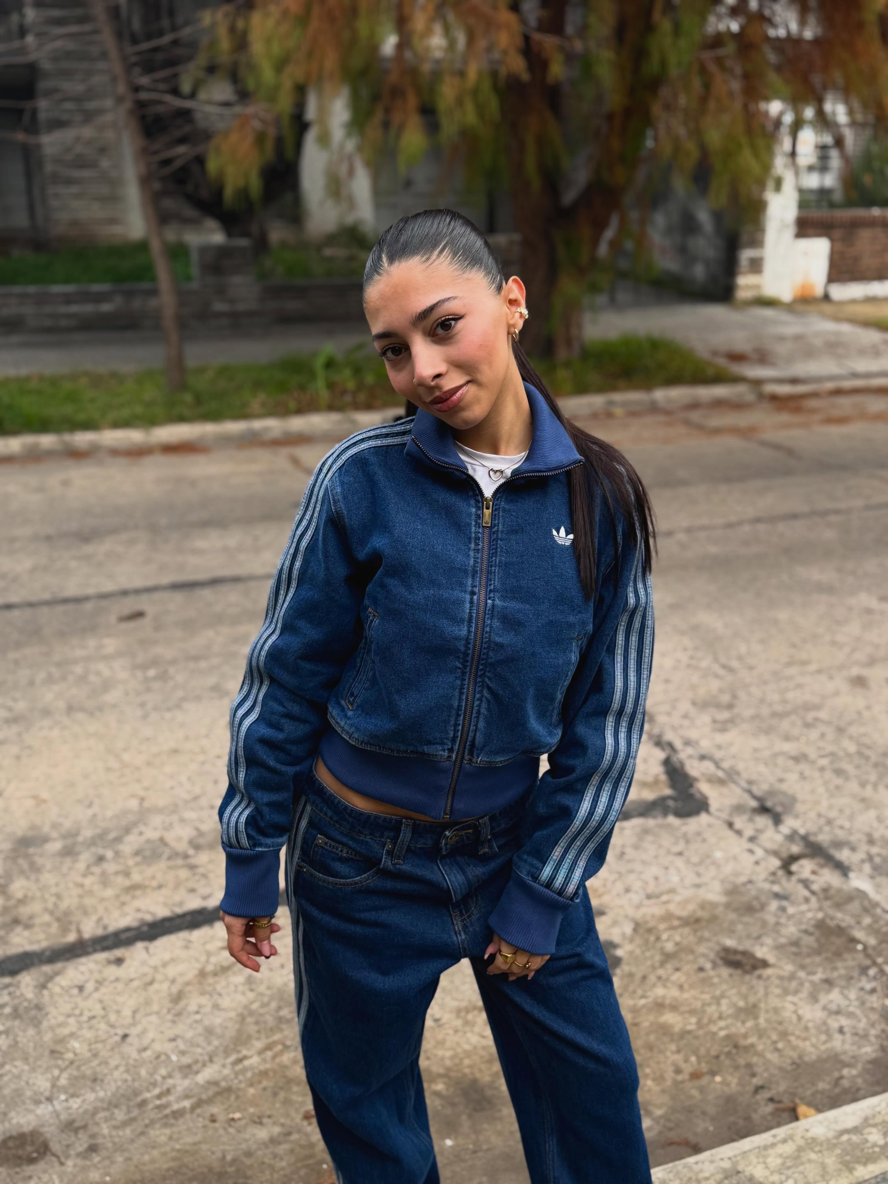 adidas FIREBIRD TRACK TOP DENIM - White | Free Shipping with adiClub
