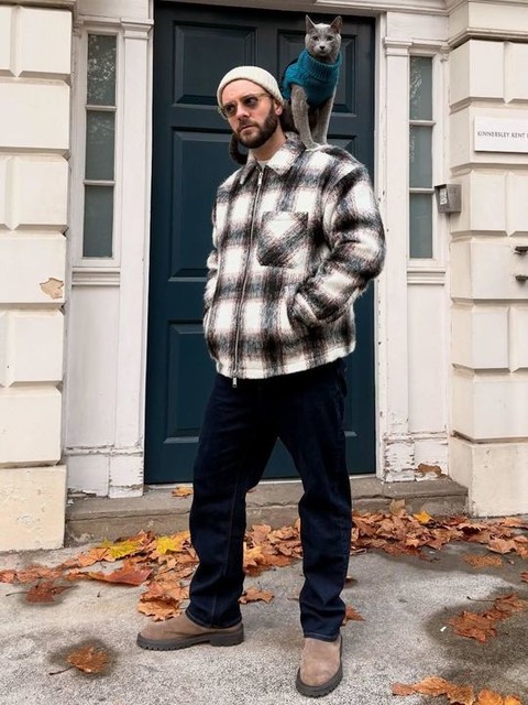 ASOS COLLECTIVE quilted shacket in shadow plaid