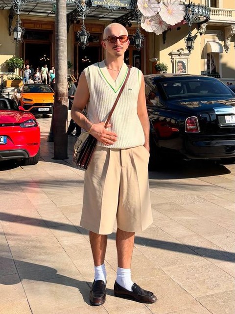 ASOS DESIGN smart oversized Bermuda shorts with inverted pleats in camel