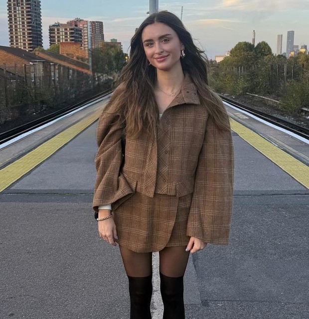 ASOS DESIGN tailored funnel neck cropped jacket in brushed plaid - part of a set