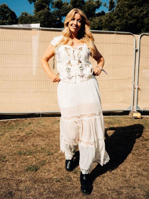 River Island corset floral embroided top co ord in white 