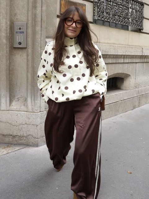 ASOS DESIGN funnel neck sports shirt in buttermilk polka dot