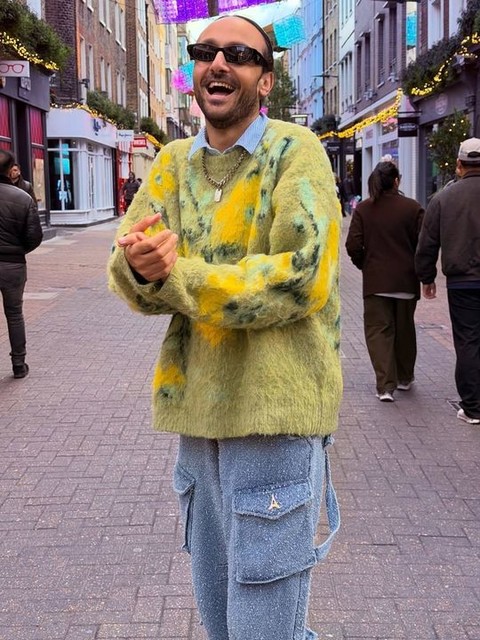 ASOS DESIGN brushed floral placement jumper in sage