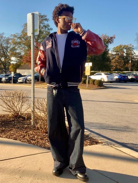 ASOS DESIGN co-ord loose jeans in dark rinse wash with red stitch