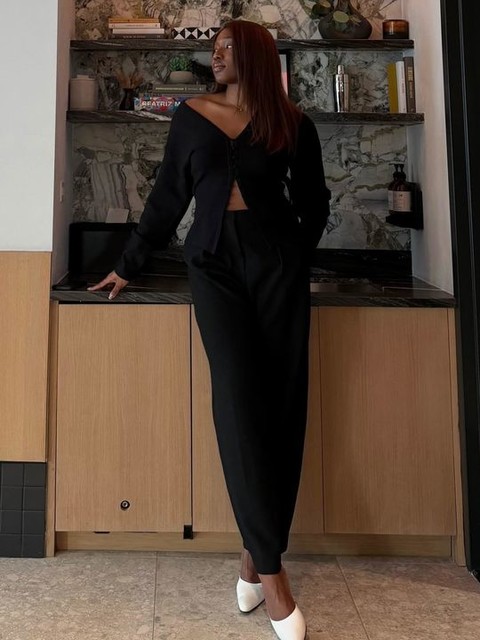 GINA TRICOT compact knit cardigan in black