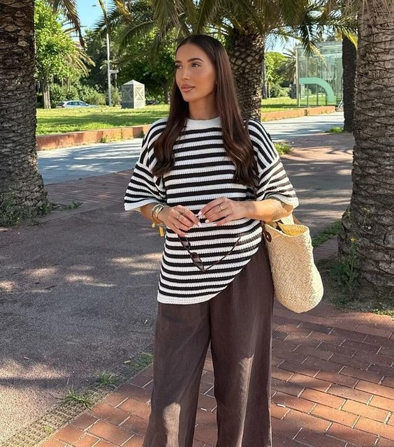 ASOS DESIGN knit stitch relaxed t-shirt in stripes