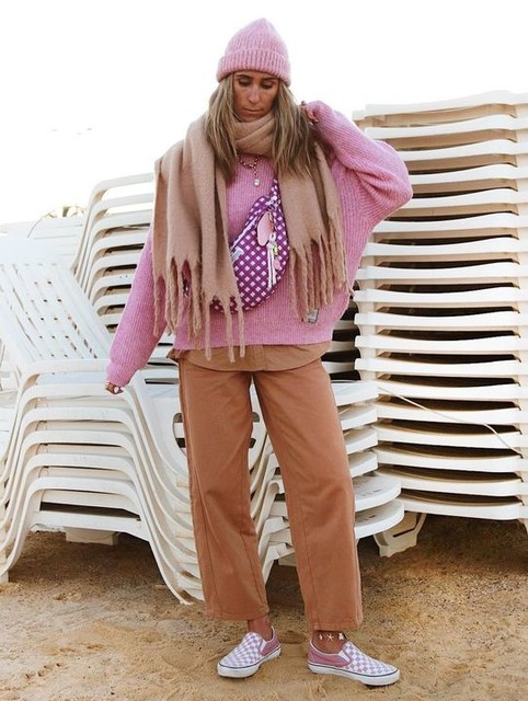 Topshop relaxed barrel leg trouser with seam detail in tan