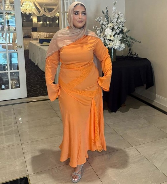 ASOS DESIGN washed satin cowl neck maxi dress with lace details in orange
