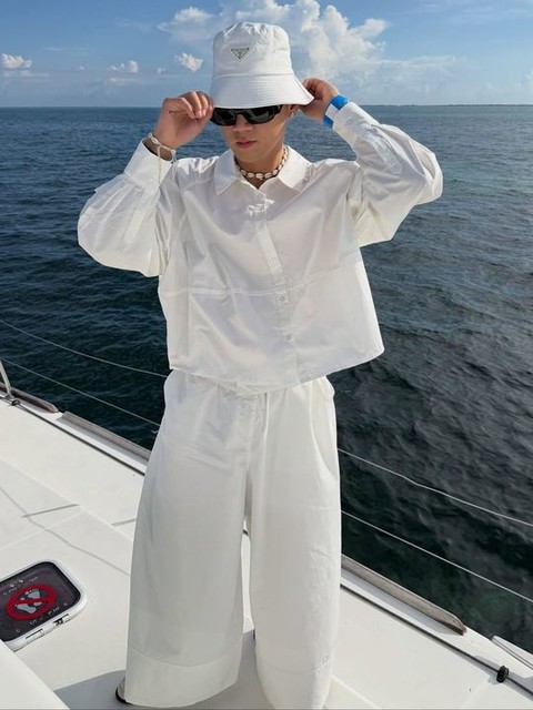 ASOS DESIGN clean wide leg culottes in white - part of a set