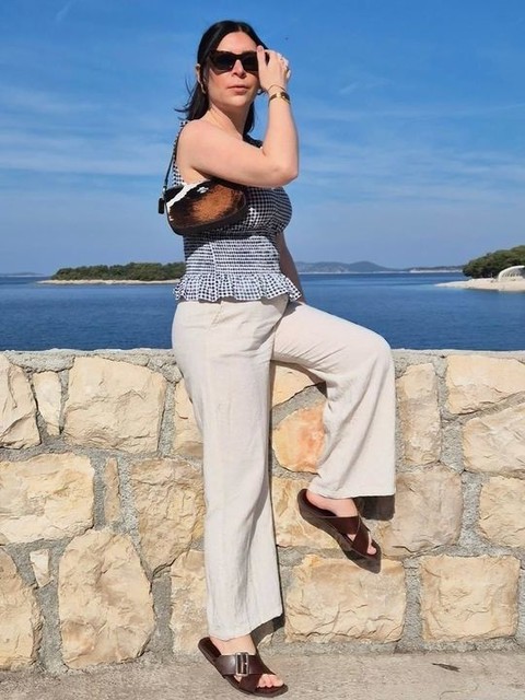 New Look cotton slub wide leg trousers co-ord in cream