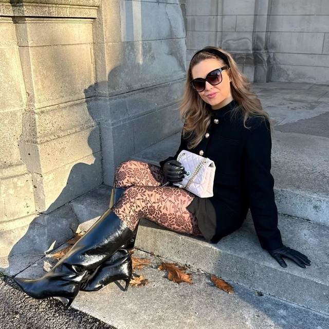 Topshop Tanya point toe knee high boot in black