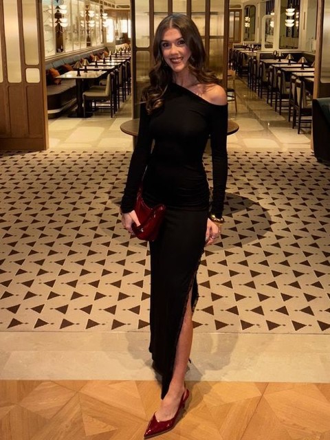 ASOS DESIGN asymmetric ruched shoulder maxi dress with lace trim in black