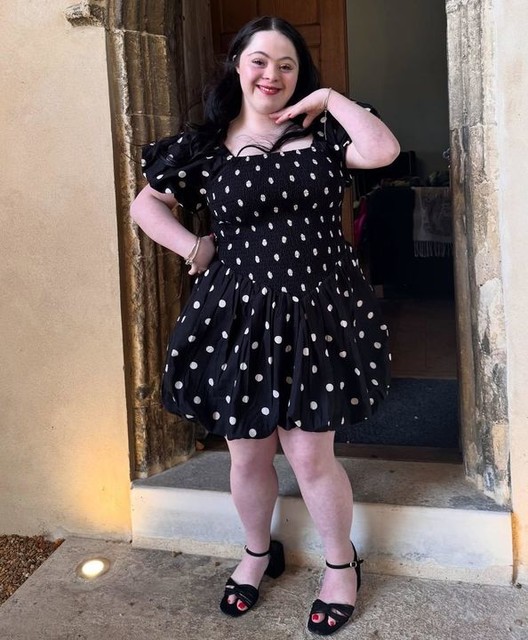 Miss Selfridge puffball mini dress in black polka dot