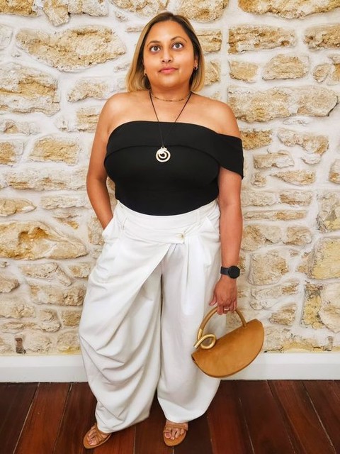 Bershka tailored fit trousers with crossover waist in white