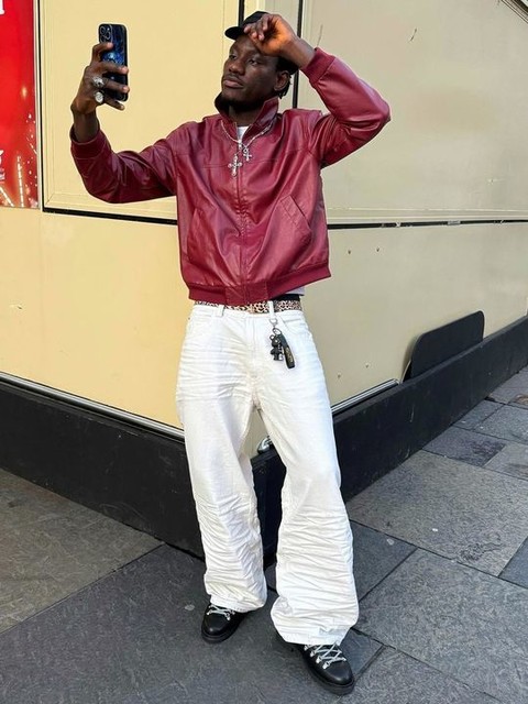 ASOS DESIGN bomber jacket in faux leather jacket in red