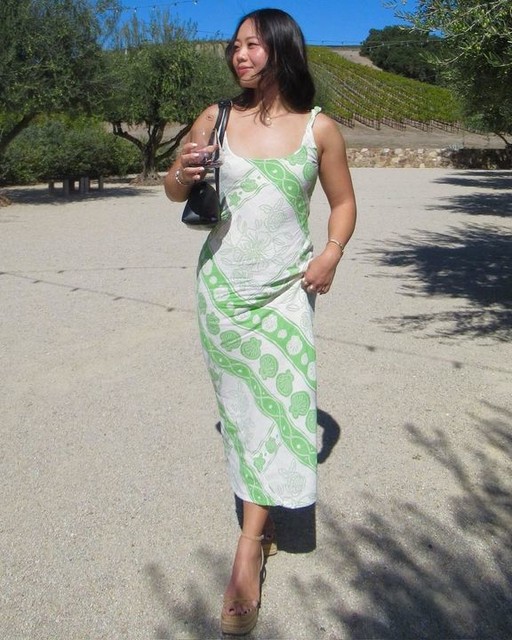 ASOS DESIGN linen look twist strap bias maxi dress in tile print