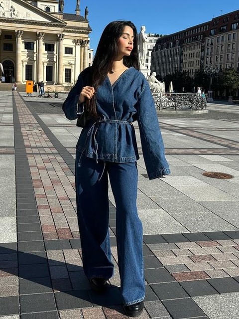 Object Blazer in medium blue denim
