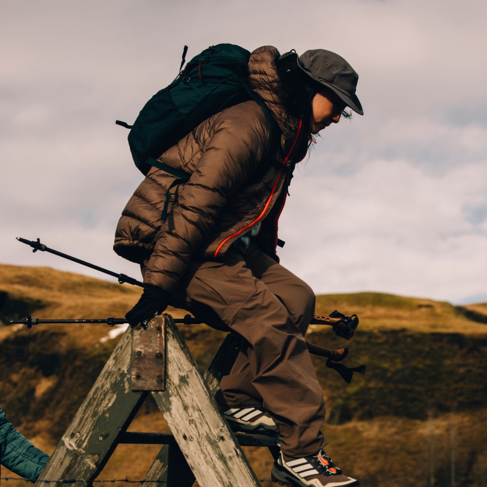 adidas Terrex Xperior CLIMAWARM+ Down Hooded Jacket - Brown | Free