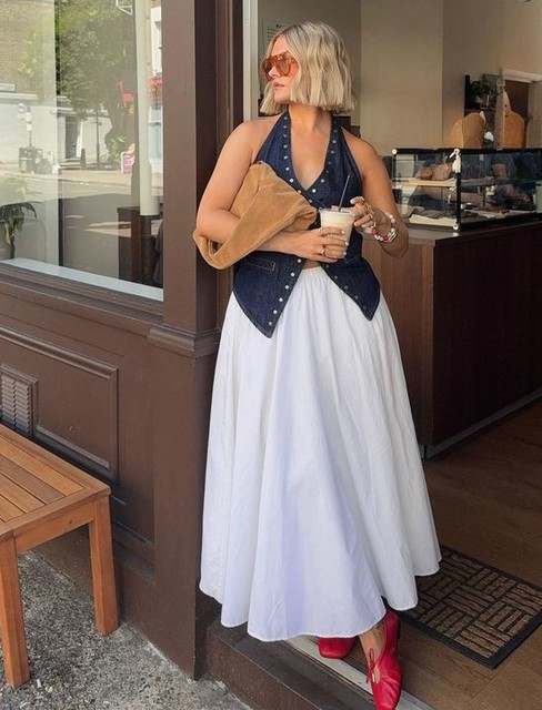 Pull&Bear Studded halter top in dark blue