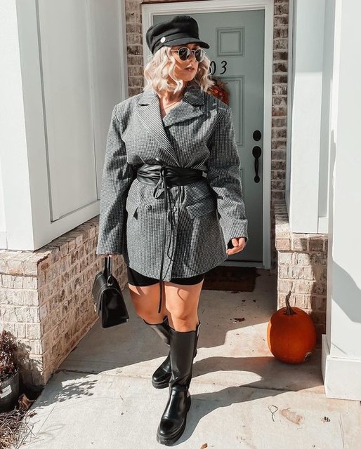 Abercrombie & Fitch slouchy double breasted blazer in black gingham