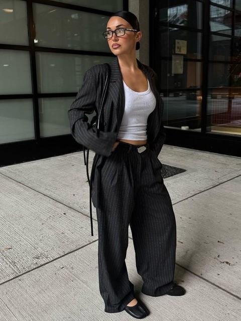 ASOS DESIGN tailored oversized mensy blazer in charcoal pinstripe