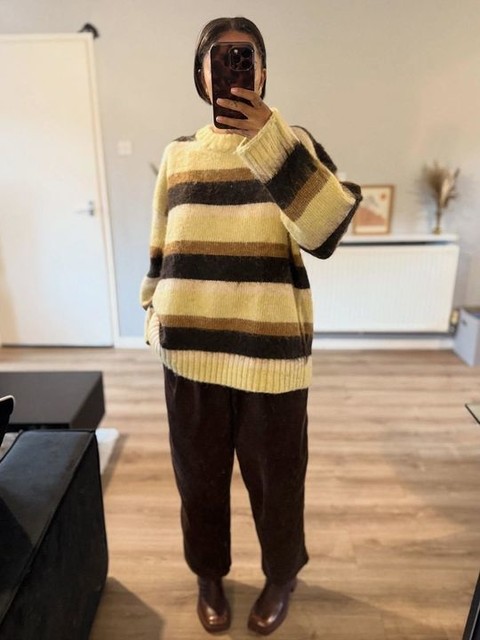 Tophop  cord pull on wide leg trouser in brown