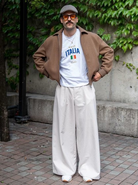 ASOS DESIGN wool look harrington jacket with funnel neck in camel