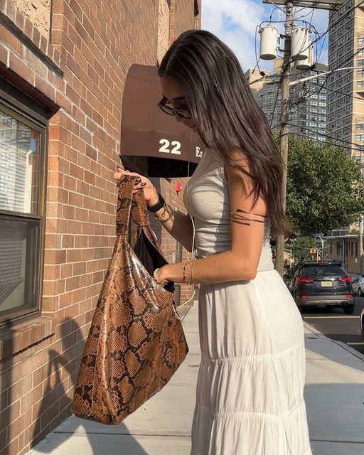 ASOS DESIGN scoop tote bag in brown snake