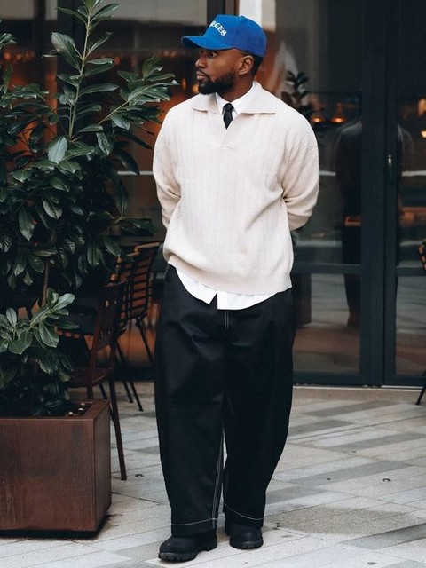 ASOS DESIGN oversized long sleeve knit ribbed notch neck polo in stone 