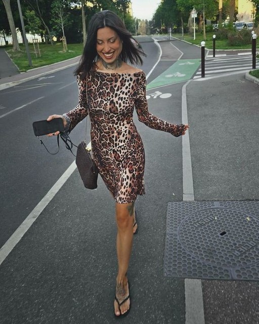 ASOS DESIGN low back angel sleeve mini dress in leopard print