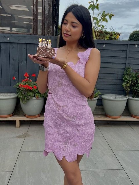 ASOS DESIGN lace cutwork embroidered mini dress in lilac