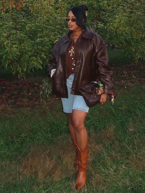 ASOS DESIGN leather look oversized bomber jacket in chocolate